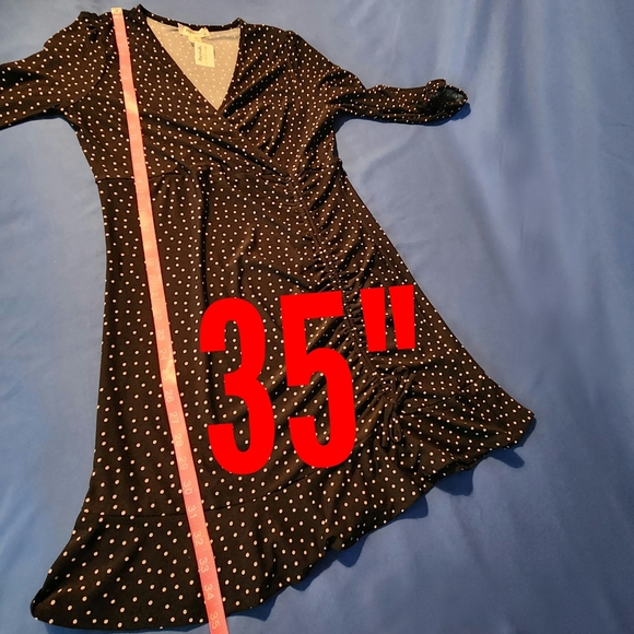 Monteau Los Angeles Polka Dot Dress Ruching Detail - Picture 4 of 13